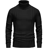 Men's Turtleneck Sweater Long Sleeve, Slim Fit Knit Pullover, Soft Tops Multicolor Texture Turtle Necks Tops for Men