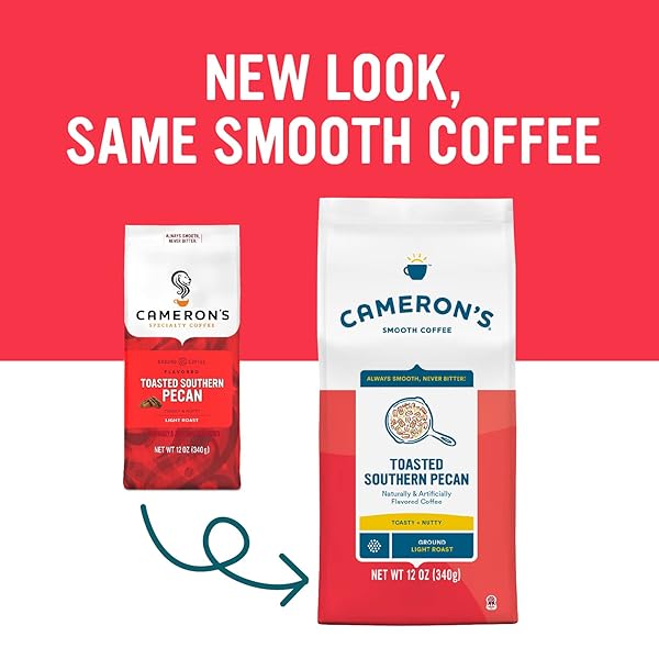 CAMERON’S COFFEE ROASTED GROUND COFFEE BAG, FLAVORED, TOASTED SOUTHERN PECAN, 12 OUNCE