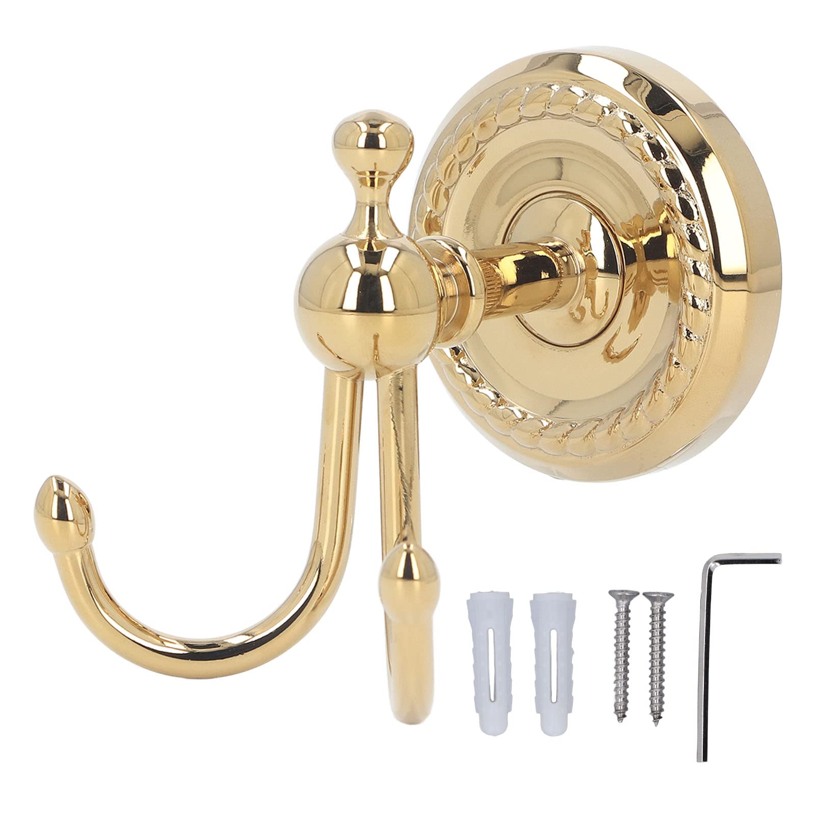 Robe Hook Bathroom Brass Retro Coat Hook Double Prong Robe Hooks Antique Strong Load Bearing Hooks Wall Mounted Coat Hook for Bedroom Bathroom Accessories