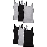 Hanes Men's Cotton Tank Undershirts Pack, Moisture-Wicking Ribbed Tanks, Lightweight Cotton Tank Undershirts, 6-Pack