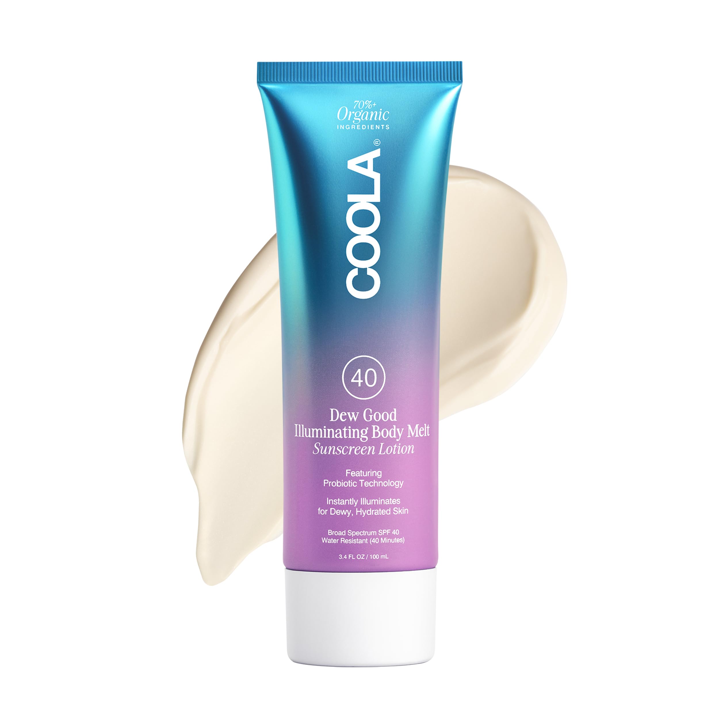 COOLA Organic Dew Good Illuminating Body Melt with SPF 40, Dermatologist Tested Sunscreen that Instantly Illuminates Skin, 3.4 Fl Oz Image