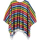 Men Women Mexican Serape Poncho Colorful Cinco De Mayo Mexican Fiesta Serape Poncho Fiesta Cosplay Party Supplies Halloween Costume Mexico Traditional Serapes Ponchoes for Adults
