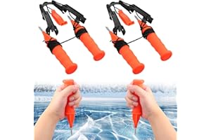 Gisafai 4 Pcs Retractable Ice Safety Picks Kits for ICES Fishing Skating Emergency Gear Accessories Portable Picks and Safety Whistle Tool Ice Spearing Equipment Winter Activities(Orange,Retro)