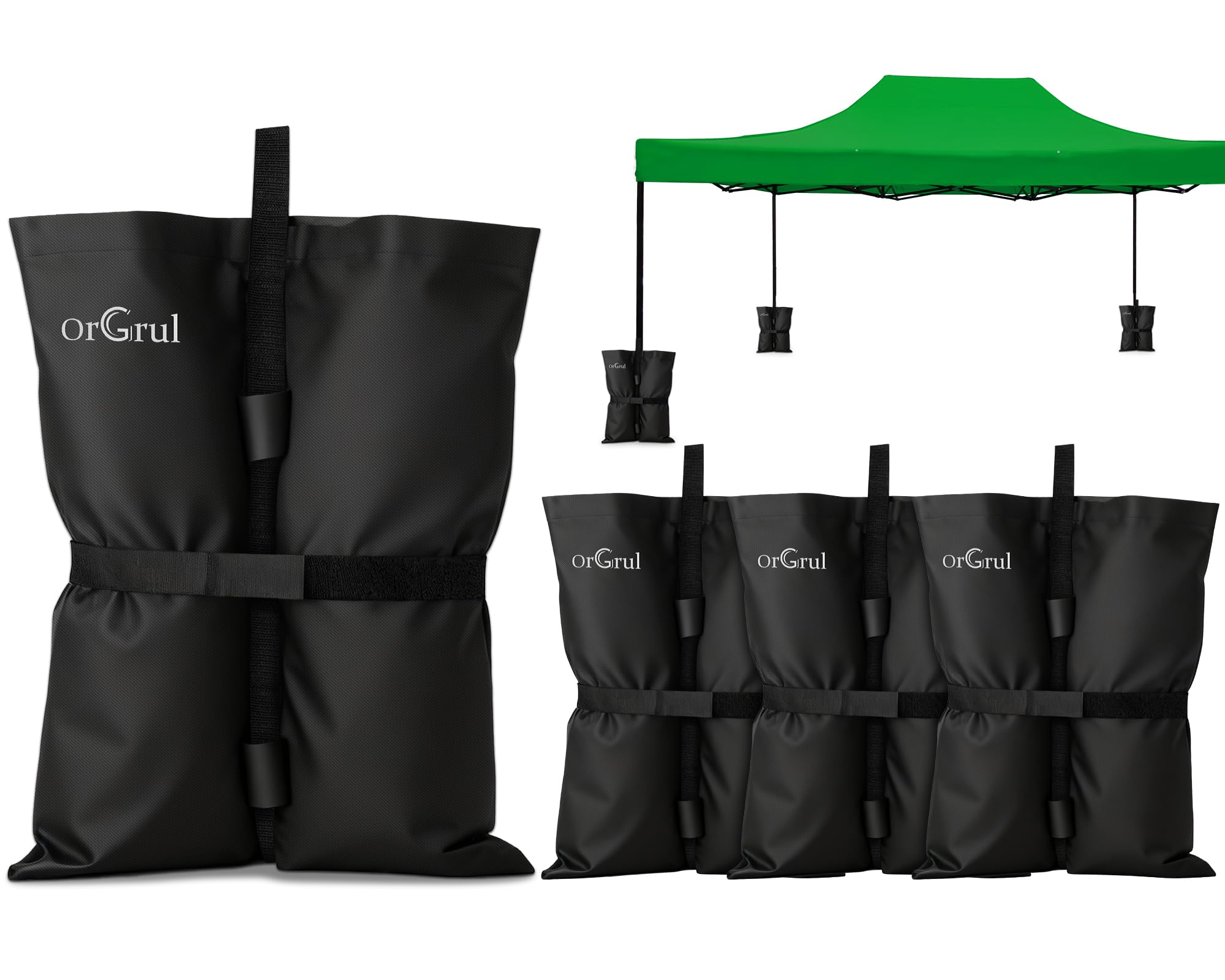 Orgrul 4 Pack Gazebo Weights Bags, Gazebo Weight Sand Bags with Paste buckle,210D Weight Bags Tent for Pop up Canopy Tent Sun Shades, Sun Umbrella, Trampolines Weight Feet Bag
