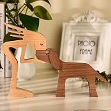 AWAVM Wooden Dog Puppy Family Carving Ornament Sculpture Handmade Beech Wood view 3