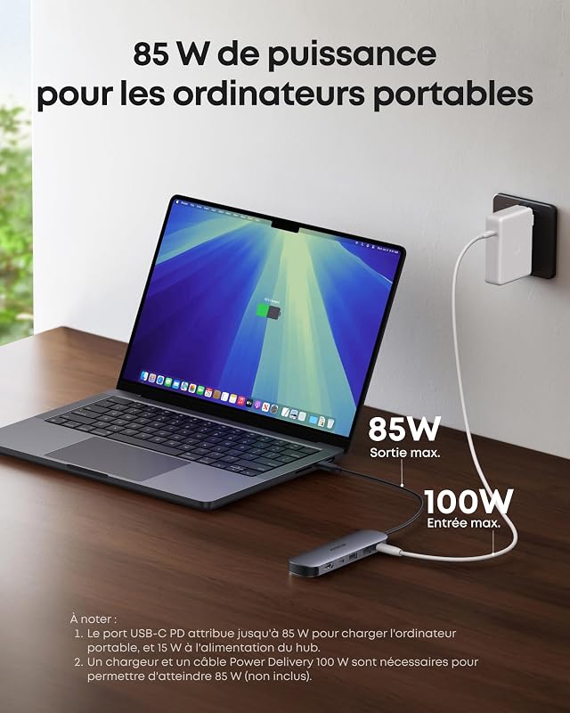 Hub USB C, Concentrateur 7 en 1, Répartiteur HDMI 4K 60 Hz