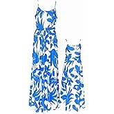 Mommy and Me Matching Dresses Summer Spaghetti Strap Floral Beach Mother Daughter Maxi Dresses with Pockets