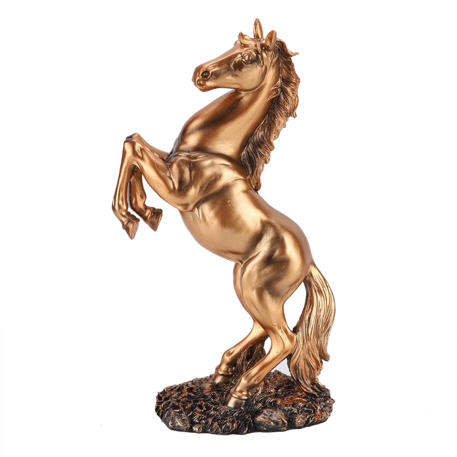 European Combat Horse Sculpture, Ecological Horse Figurine, Table Decor for Office Decoration for Restaurants (BS-021 Copper Color)