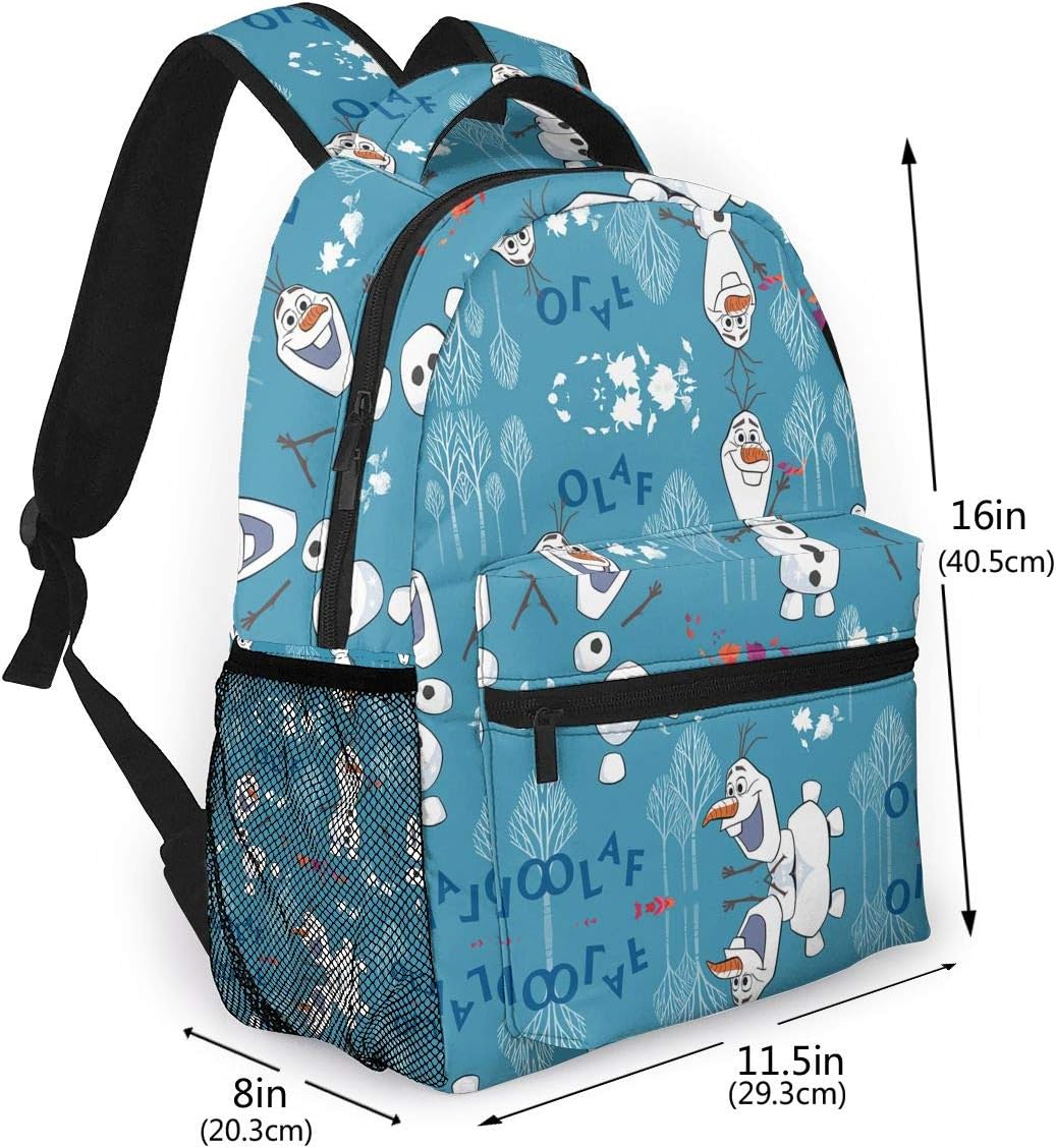 PQKMAPINQMA Diseny Frozen 2 Fleece Olaf Toss Blue Fabric Lightweight Backpack for School Use, Casual Daily Backpack with Bottle Side Pocket