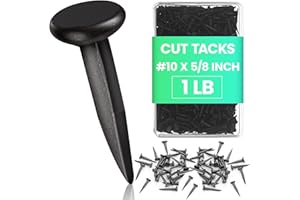 Therwen 1lb Upholstery Carpet Tacks Bulk Black Furniture Tacks Box of Hardware Cut Nails for Wood Stairs Runners Shoe Hanging and Securing Charts Banners Calendars(#10 x 5/8 Inch)