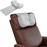 MABOZOO Neck Pillows for Recliners with Pocket,Headrest Cushion for Neck Pain Relief and Cervical Support,Recliner Head Pillow for Side Sleeping at Home, Office or Traveling (Grey & White)