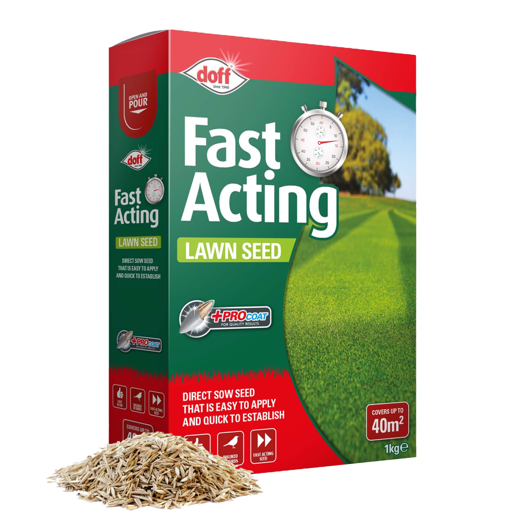 Doff Fast Growing Lawn Seed with Pro-Coat 1kg