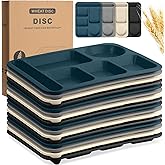 Uiifan 16 Pcs Large 14.2'' Wheat Divided Plates for Adults Unbreakable Lunch Trays with Compartments Plates Cafeteria Trays Microwave Dishwasher Safe(Dark Color)