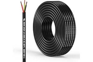 TZMOIK 14 Gauge 3 Conductor Electrical Wire Oxygen-Free Copper Cable 25FT/7.7M Flexible Low Voltage Cable for LED Strips Lamps Lighting Residential Wiring car Circuit(14/3AWG-25FT)