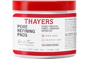 Thayers Salicylic Acid Face Toner Pads, With With Hazel, Hyaluronic Acid, No Alcohol, Glass Skin, Reduce Pores, Improve Dulln