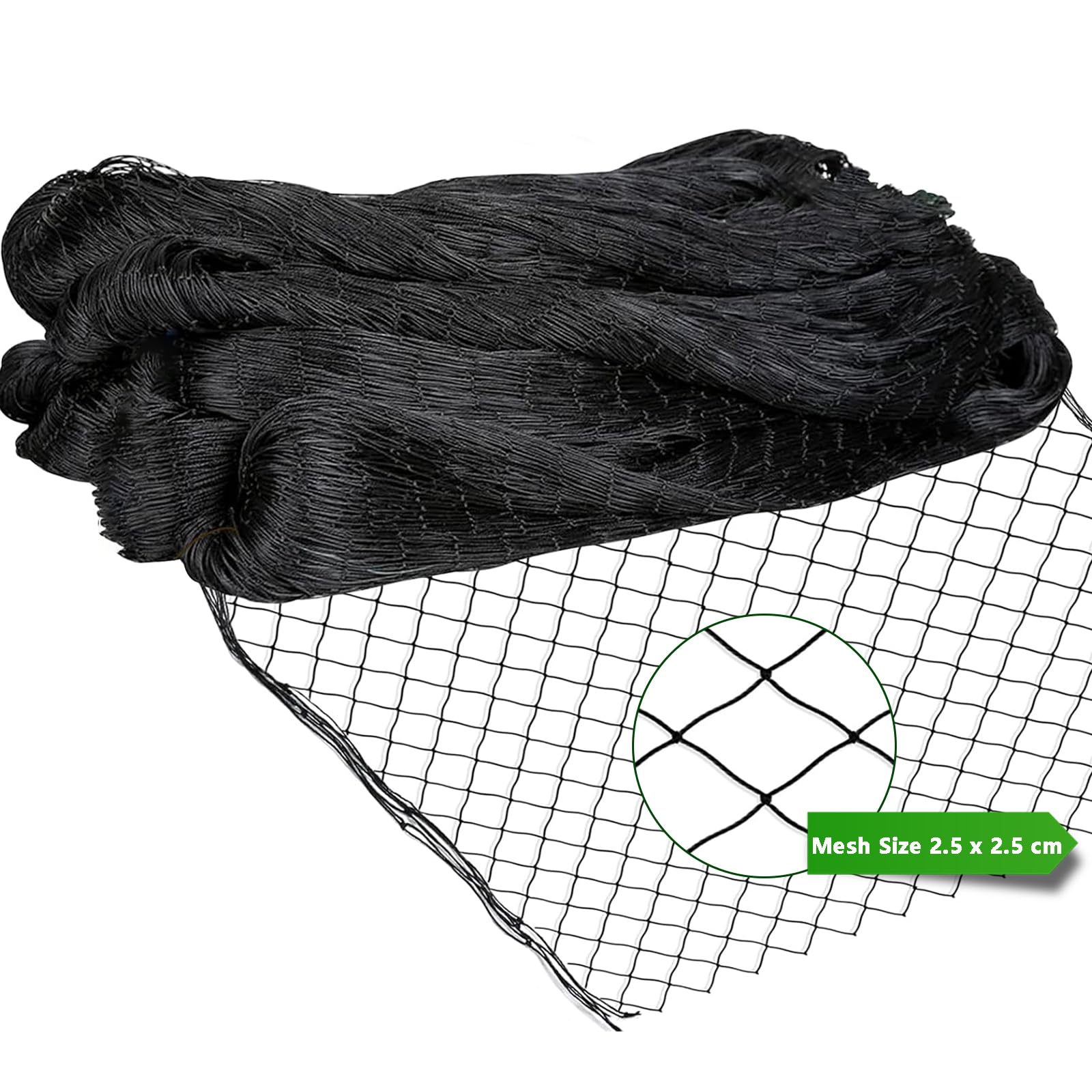 alouweekuky 7.5 m x 15 m Bird Protection Net, Bird Net, Black, Tear-Resistant Plant Net for Chicken Enclosures, Aviary Net for Protects Fruit Trees and Vegetables from Bird Eating (Mesh Size 2.5 x 2.5