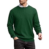 Zaitun Mens Crewneck Sweater Pullover Waffle Knit Casual Patterned Long Sleeve Sweaters