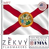 ZEKVY Florida Flag 3x5 Outdoor Made in USA - Double Sided Heavy Duty Vivid Color Florida Flags Banners with 2 Brass Grommet