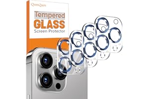 QsmQam 4 Pack Camera Lens Protector for iPhone 15 Pro Max 6.7" / iPhone 15 Pro 6.1", Tempered Glass Camera Cover, HD Clear, Anti-Scratch, Strong Adhesion [Does not Affect Night Shots] - Blue