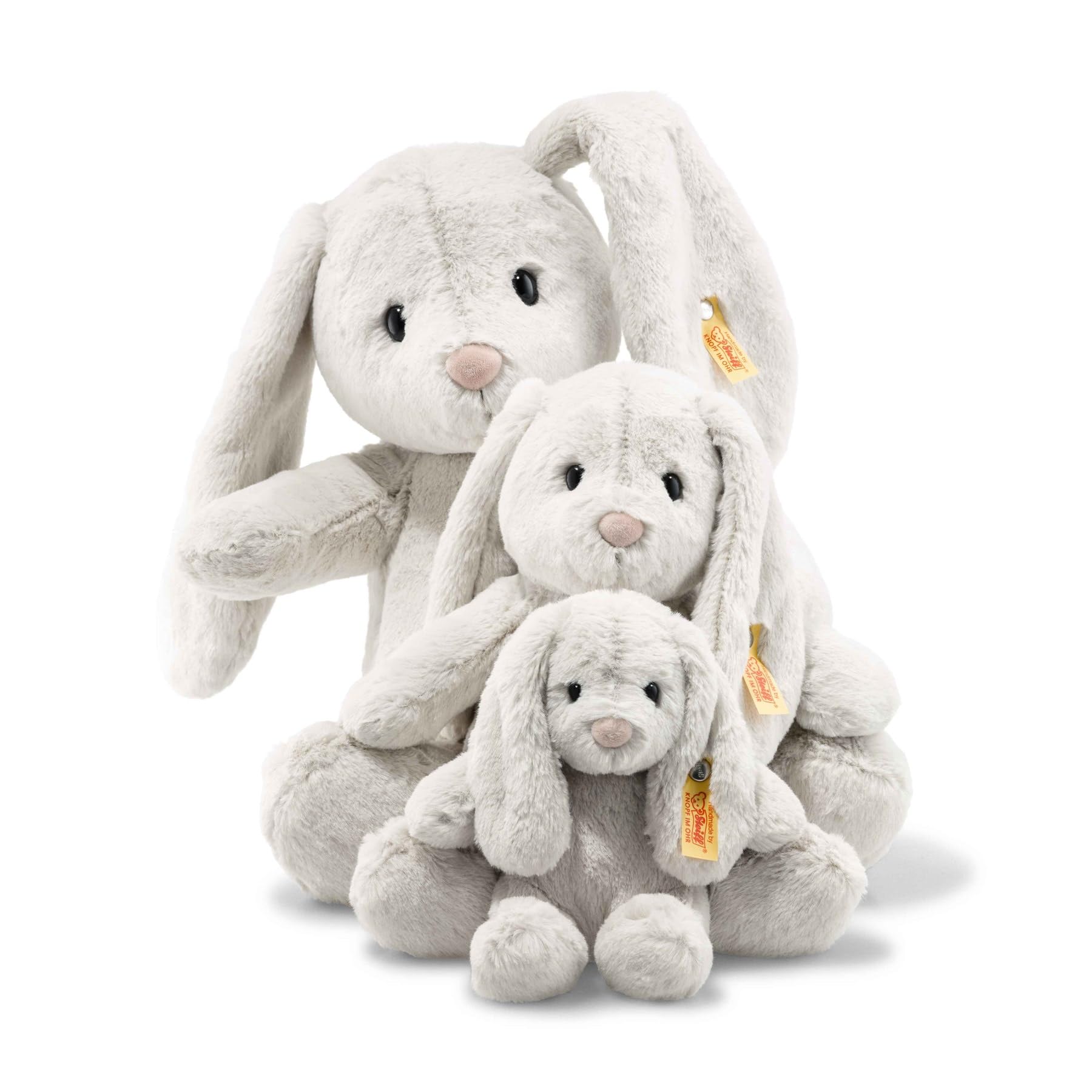 Steiff Hoppie Hase 18 cm hellgrau, Plüschtier Hase mit Schlappohren, Soft Cuddly Friends, flauschiges Stofftier zum Kuscheln und Spielen, Kuscheltier für Mädchen und Jungen, waschmaschinenfest 3