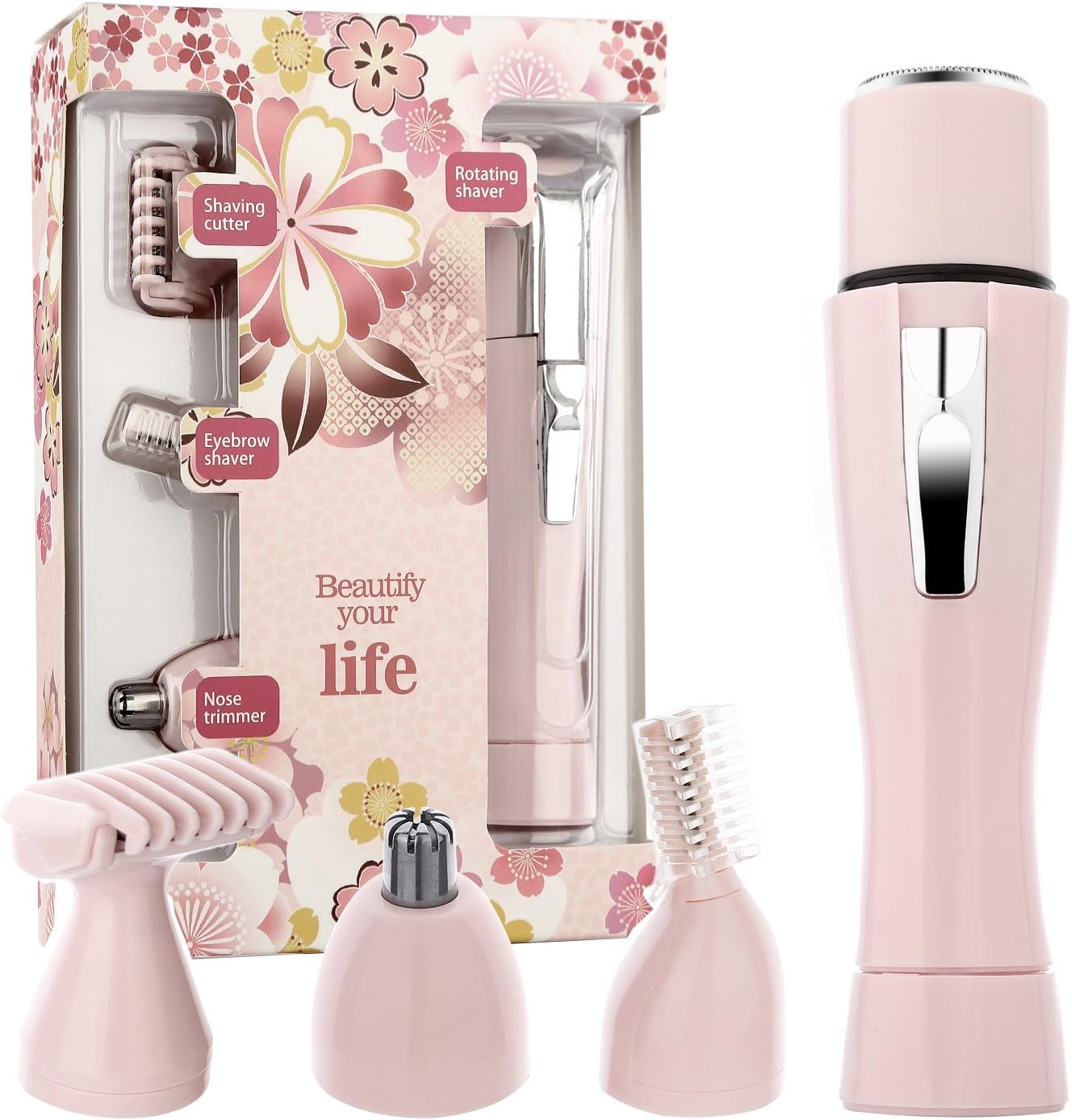 Halcent Women's Painless Hair Remover, 4 in 1 Electric Shavers for Women with Facial Hair Removal, Women's Body Shaver, Eyebrow Trimmer, Nose Hair Trimmer