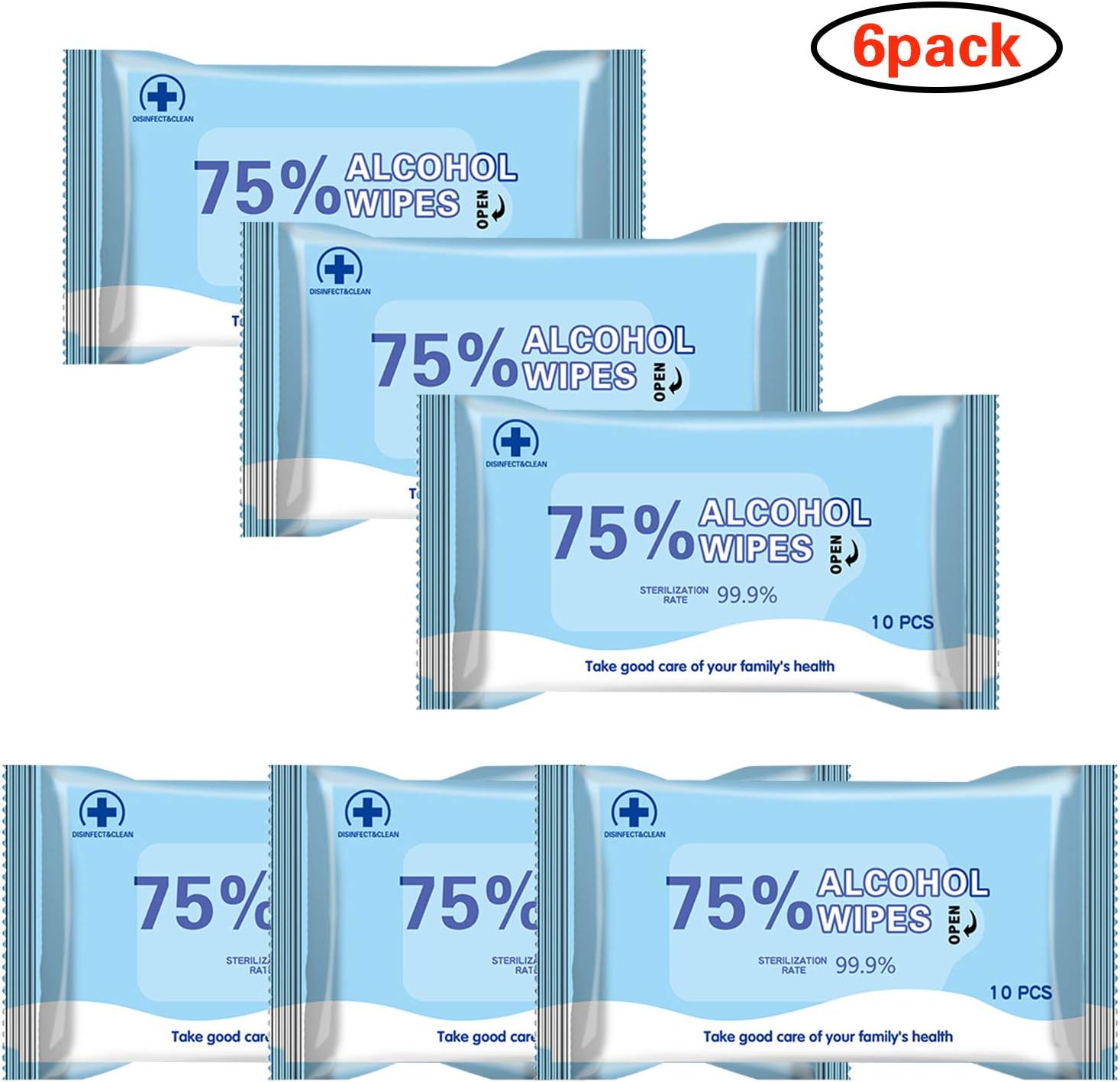 Hand Wipes (6 Pack, 60 Wipes)