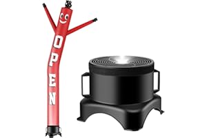 BSMTEK 10FT Air Inflatable Waving Tube Man Set with Blower & Spotlight, Air Puppet Dance Artist for Mall Opening, Amusement Park, Outdoor Decoration，Open