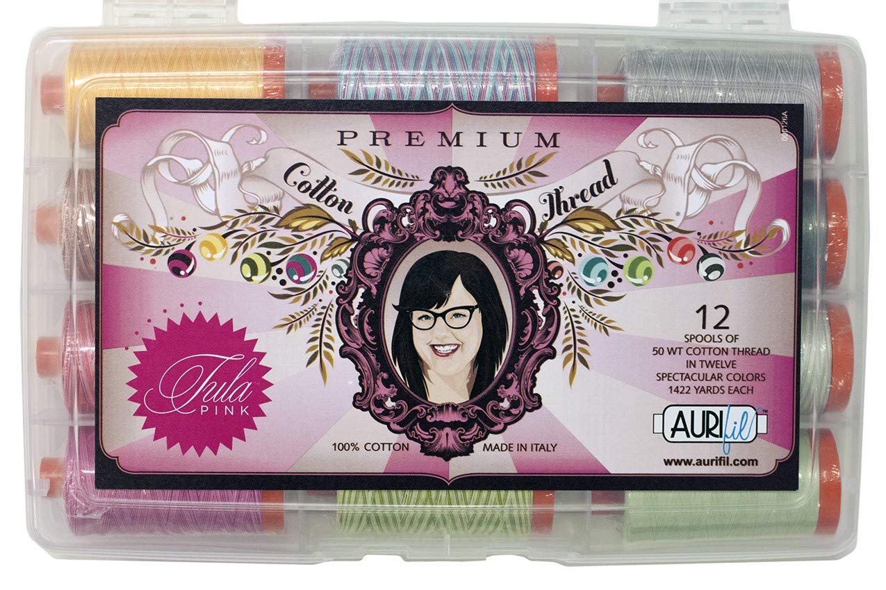 Aurifil Thread TULA Pink Premium Collection 50wt Cotton 12 Large Spools 1300m Each by Aurifil