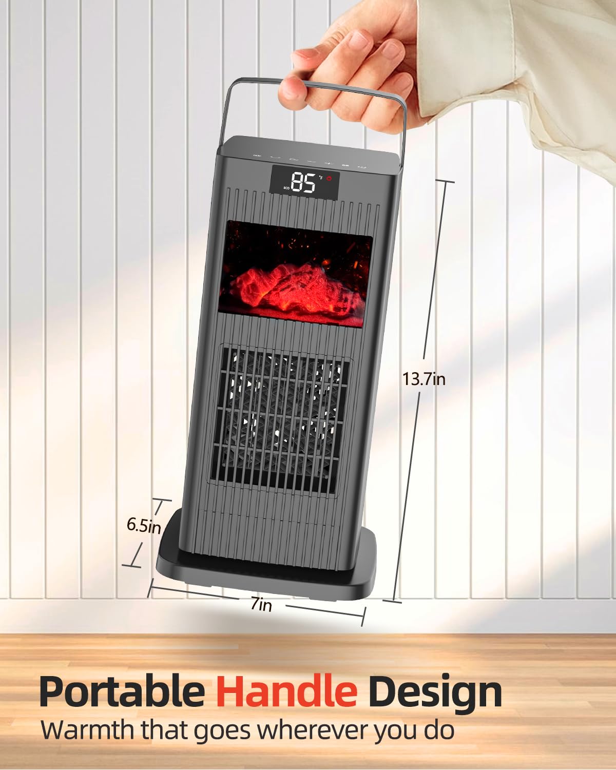 KNKA Space Heater with Thermostat, Electric Space Heaters for Indoor Use, 90° Oscillation, 4 Mode, 12H Timer, 1500W Fast Heating Ceramic Heater for Bedroom, Home, Office - ETL Certified, 13.78
