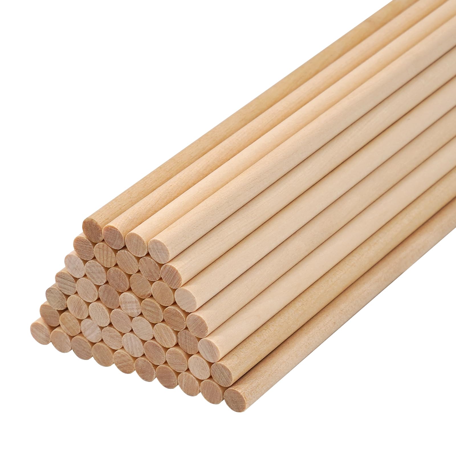 Photo 1 of Lugailly Wood Dowel Rods Wooden Dowels for Crafting 1/4"x 6", 50 PCS Wooden Sticks for Crafts, Unfinished Round Pine Hardwood Sticks for Cake Support, Lollipop Sticks, Photo Booth Props, Wands, Flags