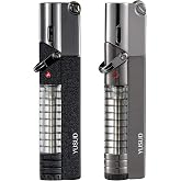 YUSUD Butane Fuel Lighter, 2 Pack Torch Jet Lighter with Visible Gas, Lockable Flame, Windproof Lighters, Unique Gifts for Men, Women