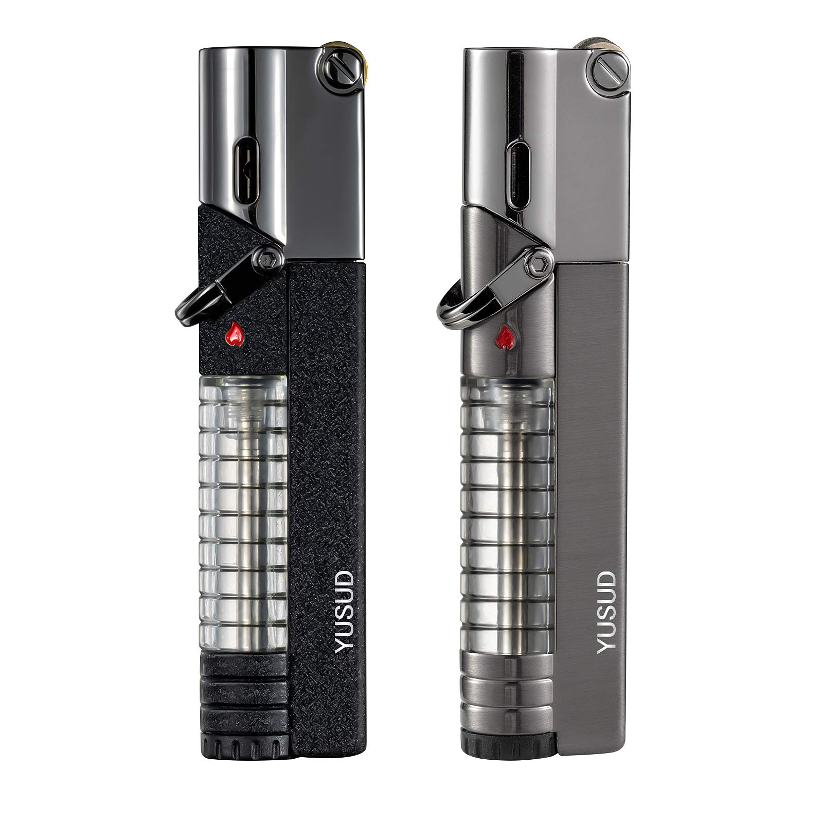 Photo 1 of YUSUD Butane Fuel Lighter, 2 Pack Torch Jet Lighter with Visible Gas, Lockable Flame, Windproof Lighters, Unique Gifts for Men, Women