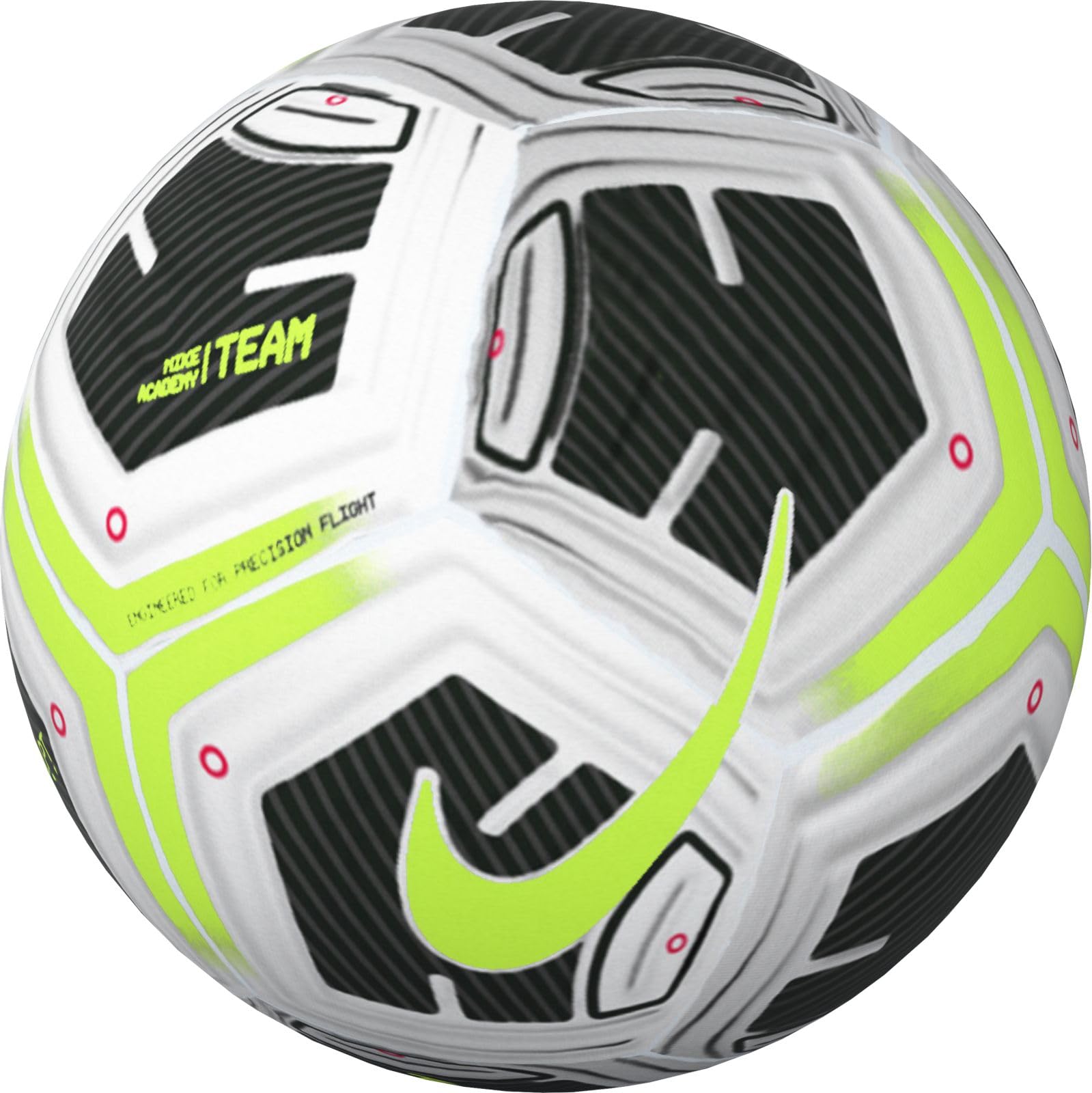 Nike FZ7540-100 NK ACADEMY - TEAM - FA24 Recreational soccer ball Unisex WHITE/BLACK/VOLT Size 5