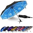 LLanxiry Umbrella Windproof Travel Umbrellas for Rain Black Folding Umbrellas 10 RIBS Automatic Strong Portable Wind Resistant Backpack Umbrella for Men and Women