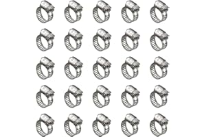 QIZPCER 25 Pack Stainless Steel Hose Clamps, 1/2 inch to 3/4 inch Worm Gear Metal Hose Clamps for Pipe, Dryer Repair, Tubing and Fuel Line