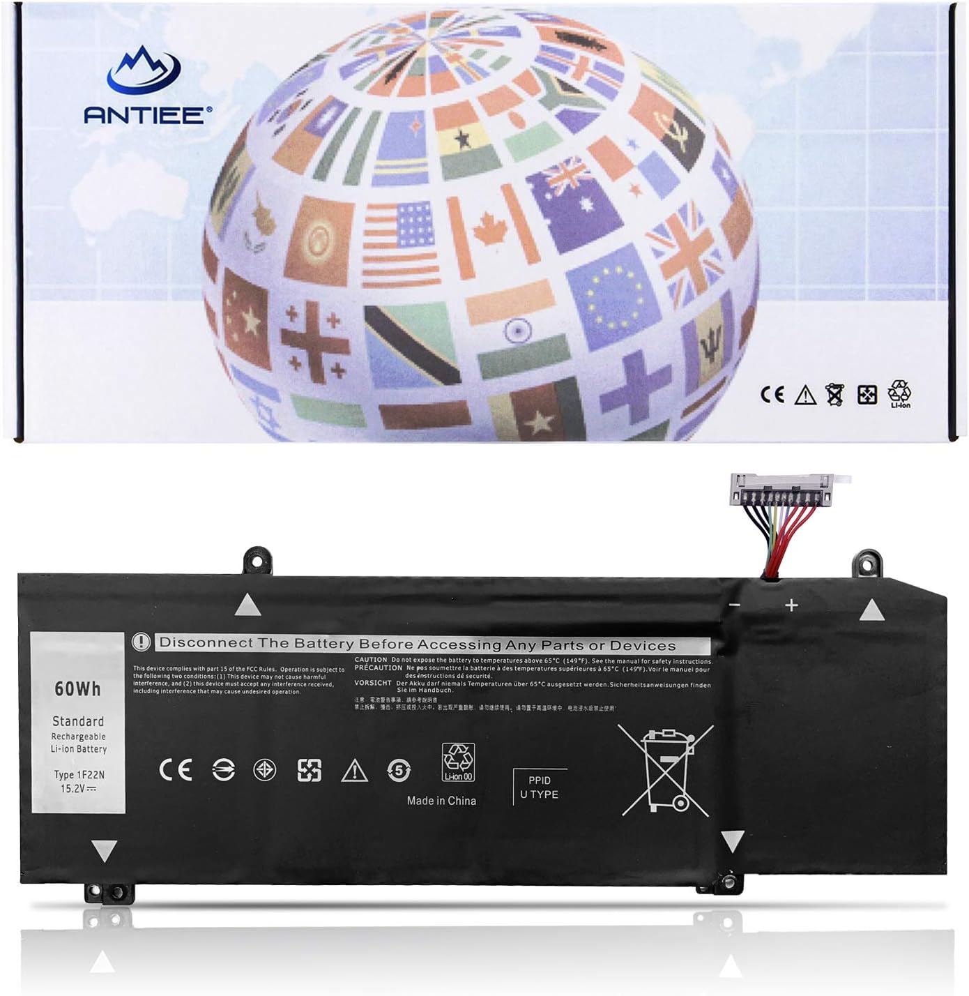 ANTIEE 60Wh 1F22N Laptop Battery for Dell Alienware M15 R1 2018, Alienware M17 R1 R2 2019, Dell G5 15 590, G7 7590, G7 7790 Series P79F P37E P37E001 01F22N XRGXX 06YV0V JJPFK 0JJPFK 8622M 15.2V 4Cell