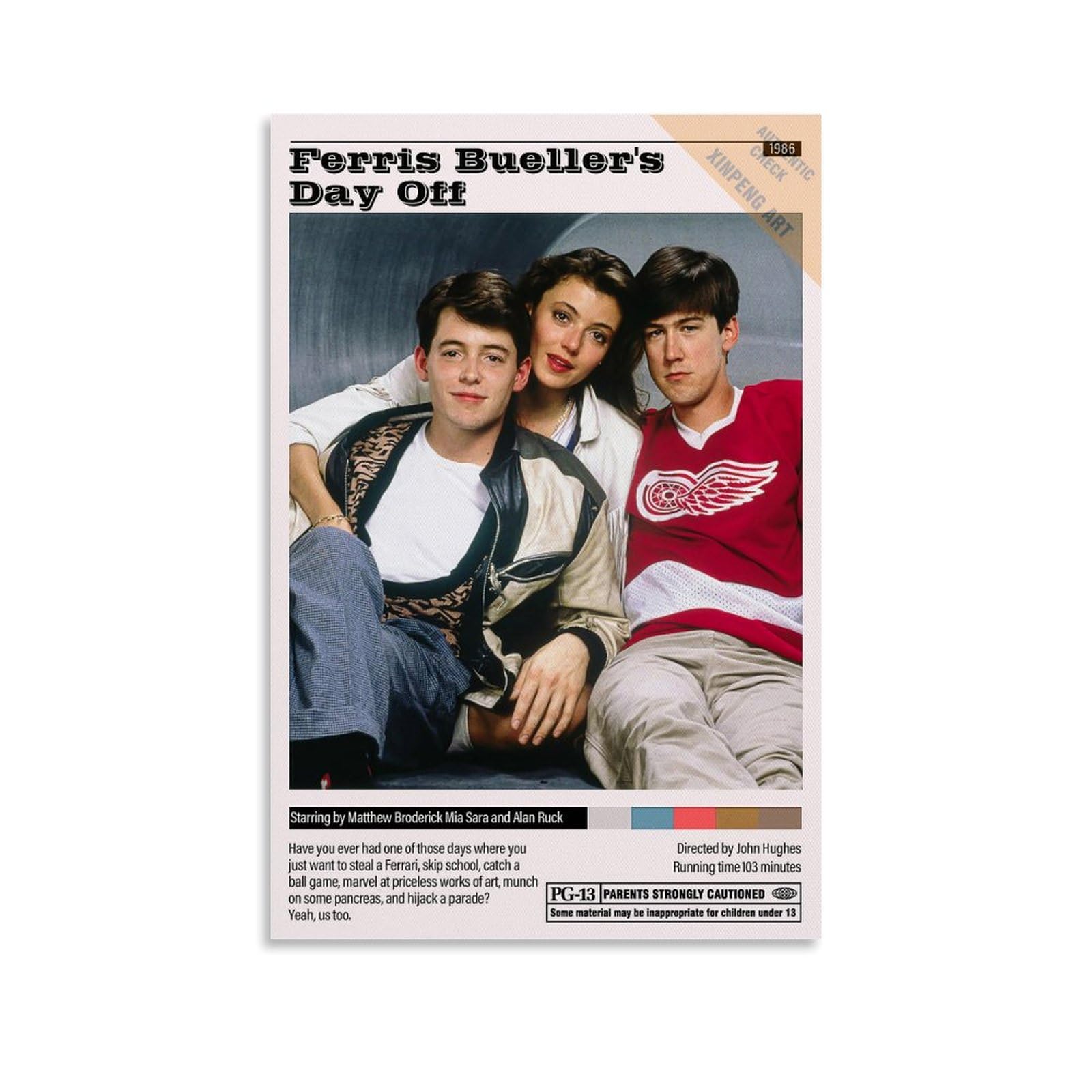 Ferris Bueller's Day Off Vintage Movie Room Aesthetic Canvas Wall Art Poster Decorative Painting Picture Print Modern Family Bedroom Decor 12x18inch(30x45cm)