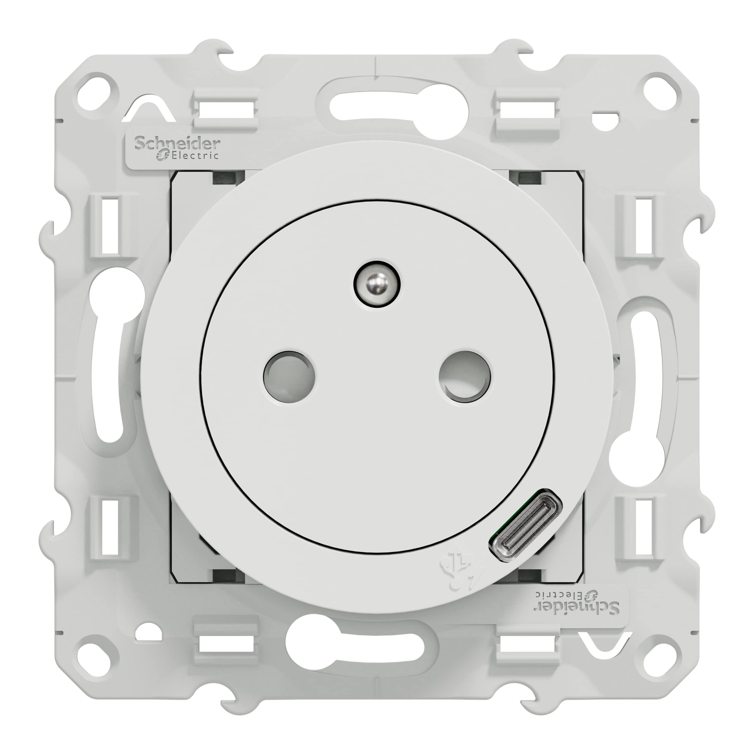 Schneider Electric - Odace S520089 - Flush Socket + USB C10.5 W - White