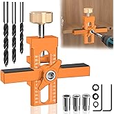 BURMONG Cabinet Door Installation Jig, 2-in-1 Cabinet Door Mounting Jig with Adjustable Positioner, Aluminium Alloy Versatile Cabinet Door Positioning Tool for Most Cabinet Doors(with 3 Drill Bits)