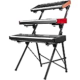 Gator Frameworks 3-Tier A-Frame Keyboard Stand (GFW-KEY3TIER-A) | Holds up to 210 lb. &amp; 3 Keyboards, Width and Length Adjustable Tiers, Perfect for Stage or Studio
