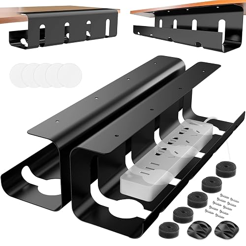 Under Desk Cable Management Tray, No Drill 2 x 15.7 in Steel Tray With ...