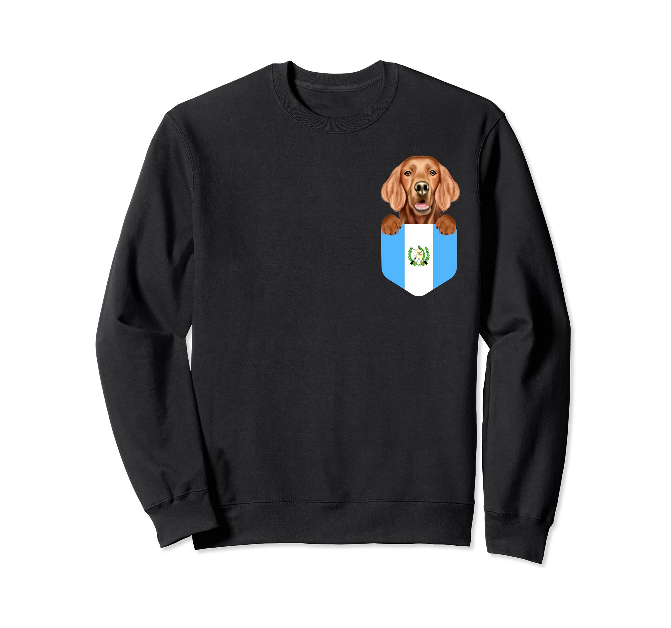 Guatemala Flag Irish Setter Dog In Pocket Sweatshirt
