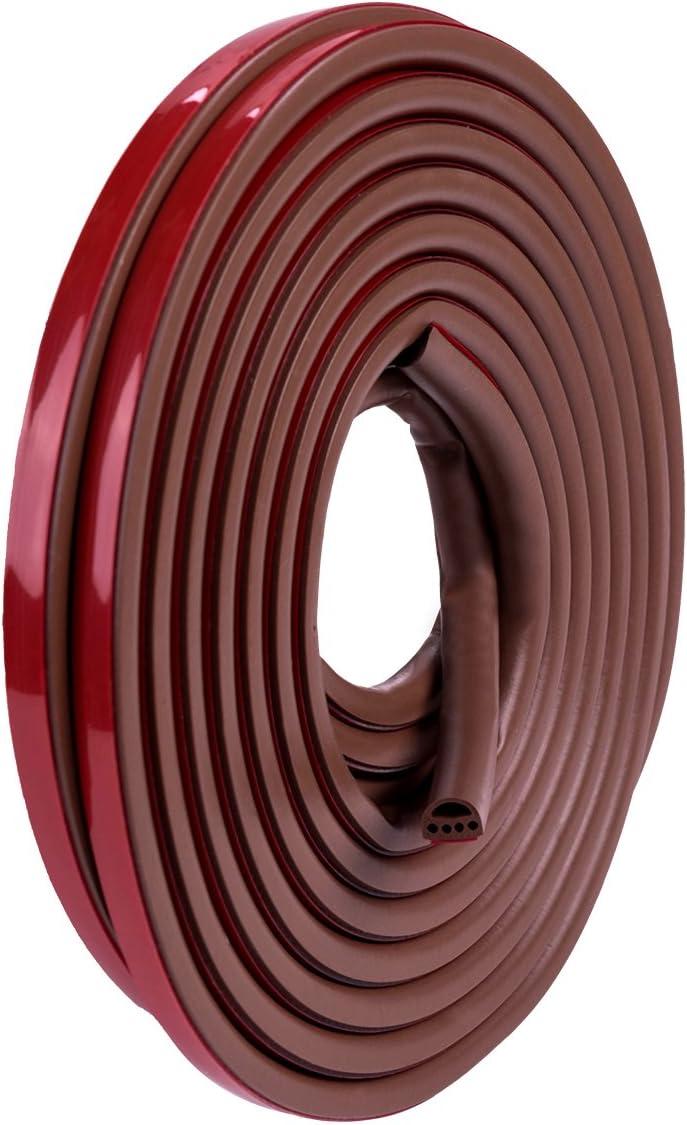 Stop Now Self-adhesive Doors and Windows Draught Excluder Rubber Seal Strip Large Gap Door Window Soundproofing Weatherstrip Rubber Silicon Seal Strip Adhesive (6M)(Coffee)