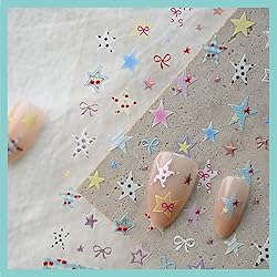 CESTSIREN Colorful Star Nail Art Stickers, Fashion