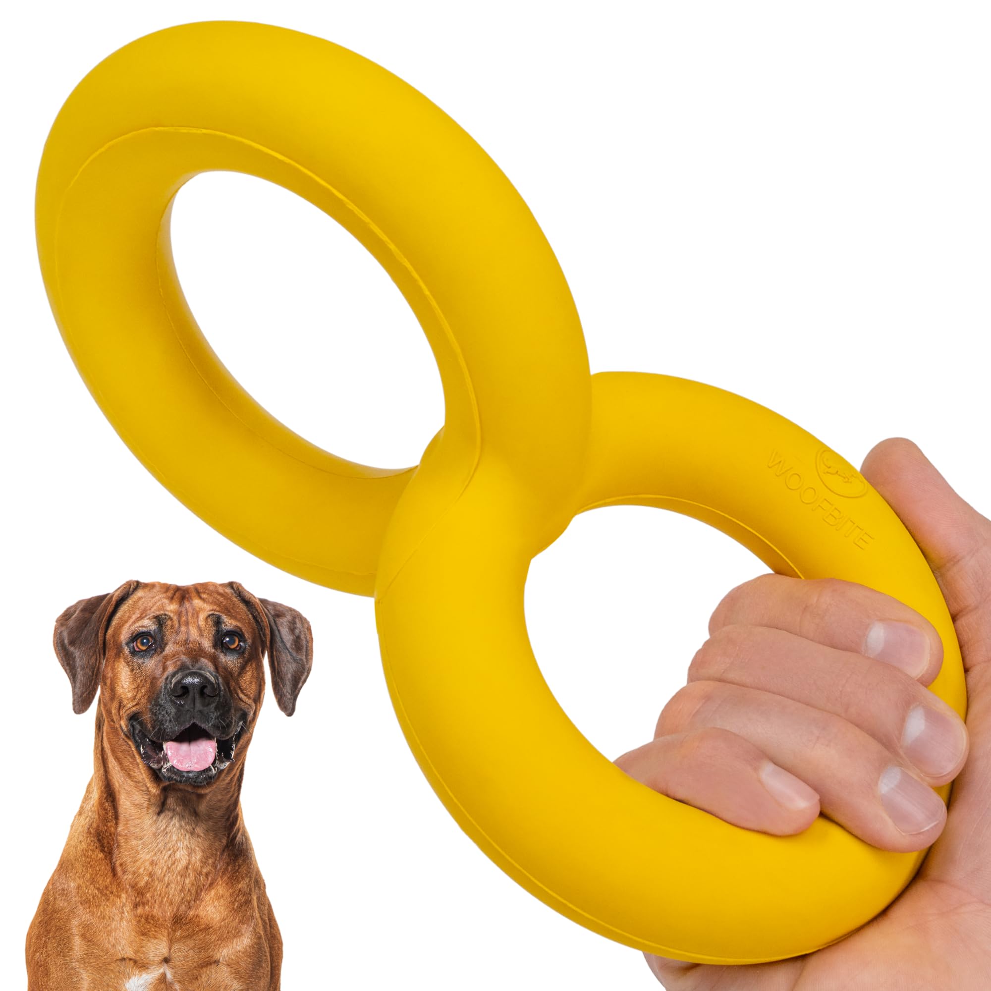 Photo 1 of WoofBite Tug Rings – Indestructible Dog Toy for Aggressive Chewers – Durable Power Chewer Toy – Tough, Heavy Duty Natural Rubber – Safe & Non-Toxic Medium/Large Breed – 6.5in