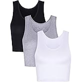 3 Pieces Women Basic Crop Tank Top Sport Racerback Short Top Sleeveless Cropped Fitted Tank