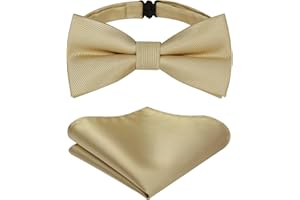 Enlision Bow Ties for Boys Pre Tied Toddler Bow Tie Adjustable Silk Kids Bowtie with Pocket Square Set For Wedding Party