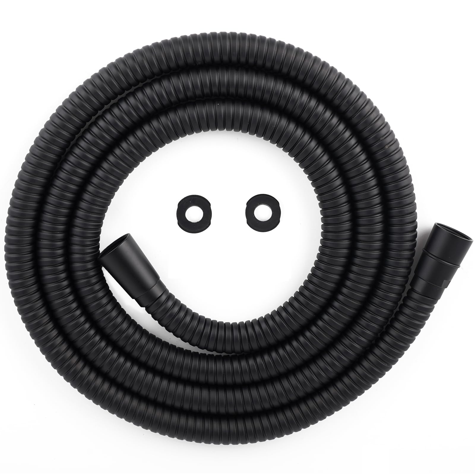 Hibbent 16mm (Outer)/10mm(Inner) Large Bore Shower Hose 2m -Supper Low Water Pressure Boosting Shower Hoses with Black, Universal Anti-Kink and Leak-Proof