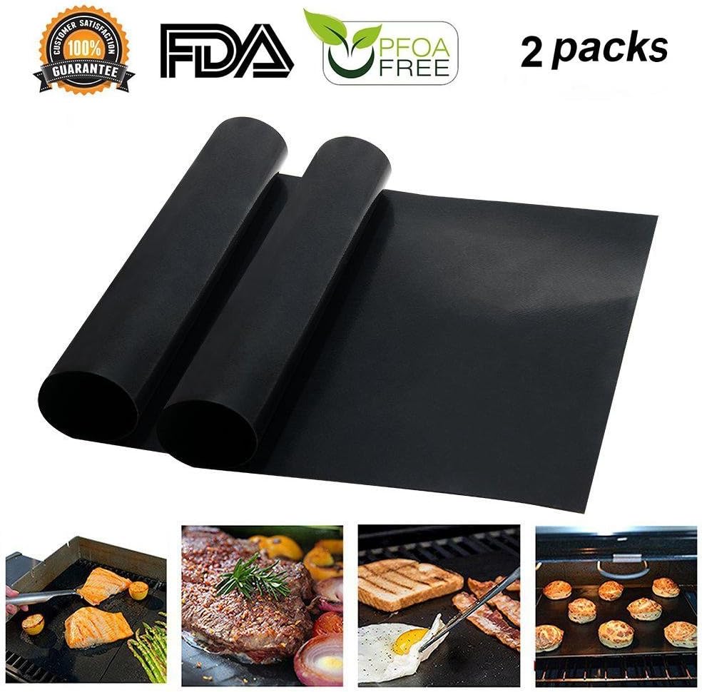 Hirundo Non-stick BBQ Baking Mats, (Black, 2 packs)
