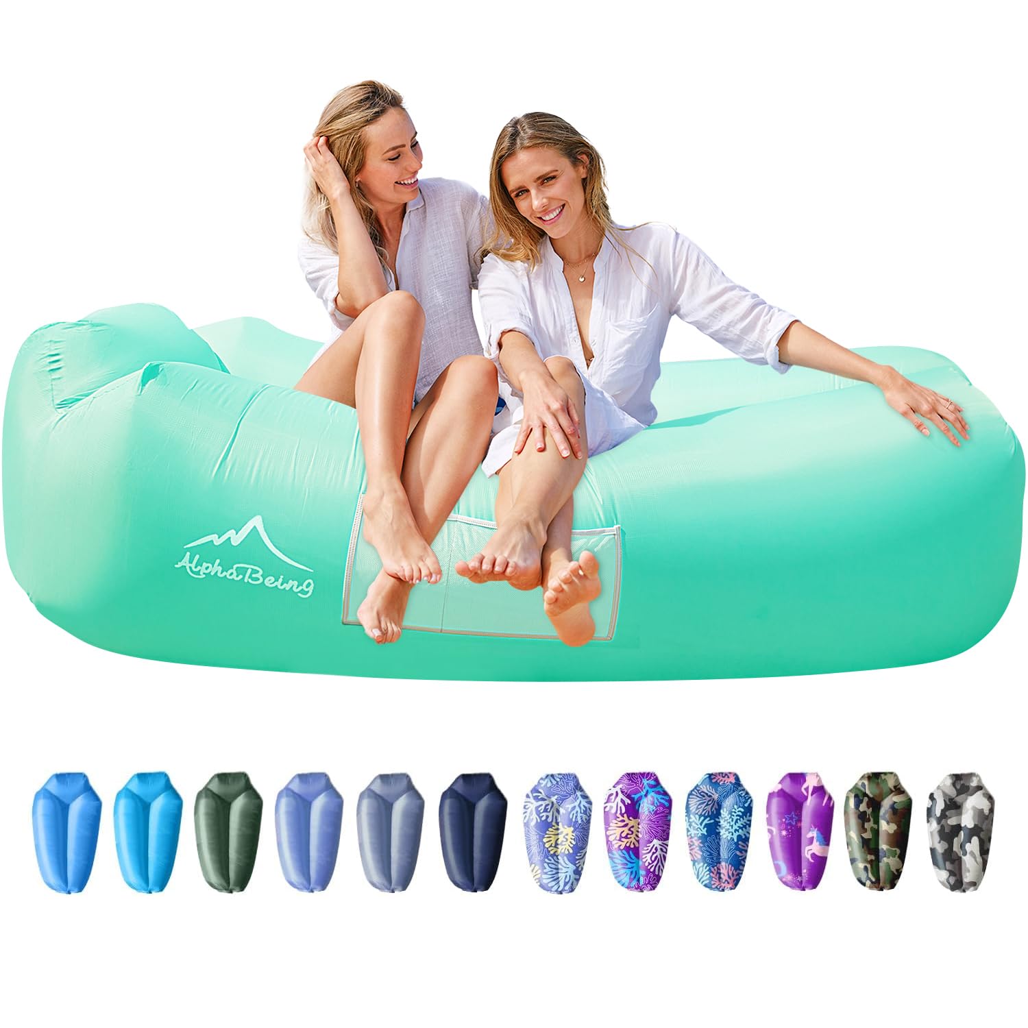 Photo 1 of AlphaBeing Inflatable Lounger - Best Air Lounger for Travelling, Camping, Hiking - Ideal Inflatable Couch for Pool and Beach Parties - Perfect Air Chair for Picnics or Festivals